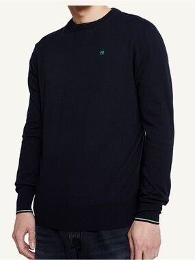 Scotch & Soda Crewneck Sweater Navy Cotton Wool Logo Small